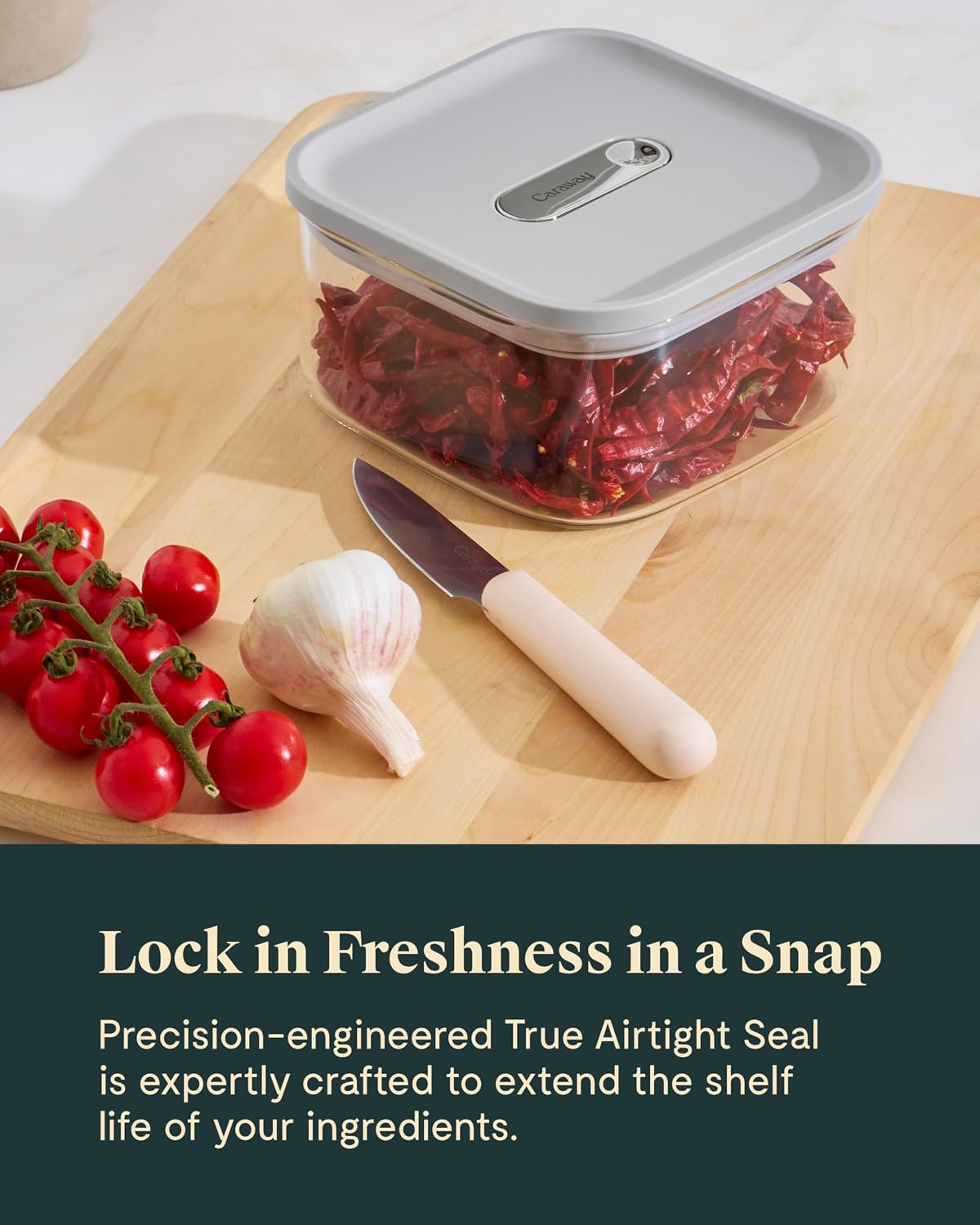 Caraway 4qt Glass Airtight Food Storage Container with Lid – Non-Toxic, BPA-Free Kitchen Storage Container – Stackable, Space-Saving Airtight Container for Dry Goods and More - Mist