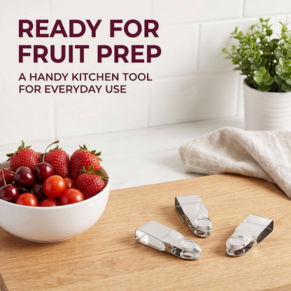 3Pcs Silver Stainless Steel Strawberry Huller Fruit Stem Remover Home Kitchen Tools for Cherry Tomato