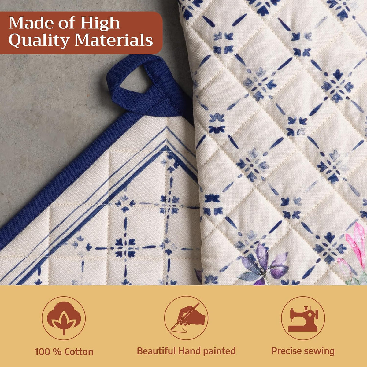 Maison d' Hermine Pot Holders 100% Cotton Potholders (8" x 8") - Colors A