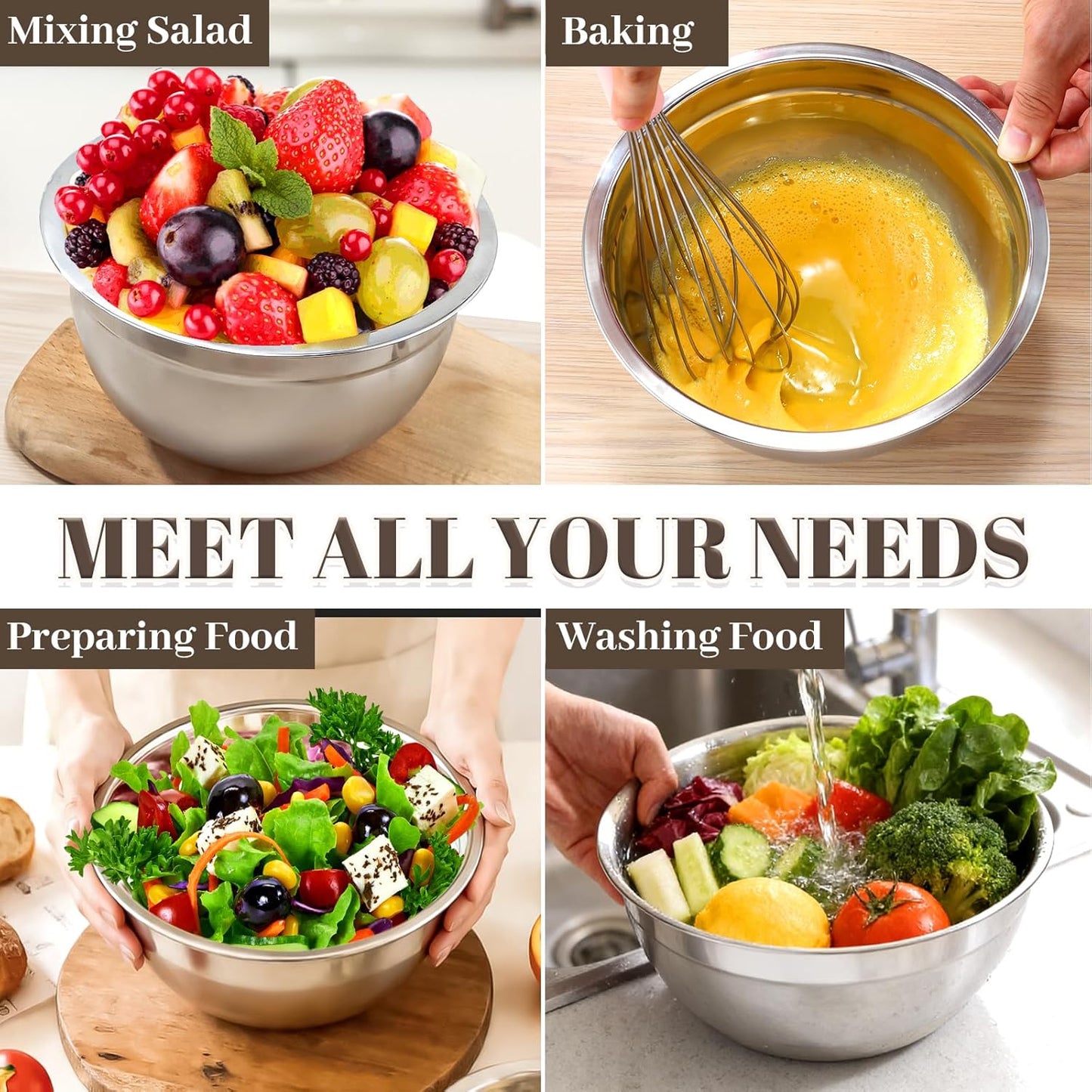 21PCS Mixing Bowls with Lids Set - 7 Nesting Mixing Bowls, 3 Graters, 11 Baking Tools, Lids, Stainless Steel Mixing Bowl for Mixing & Baking, Size 0.7/1.1/1.5/2.1/3.5/4/4.5 QT, Colorful
