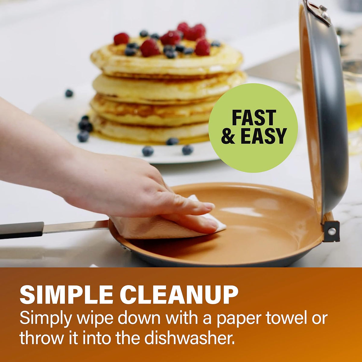 GOTHAM STEEL 8" Double Sided Pancake & Omlet Pan, Ceramic Nonstick, Copper