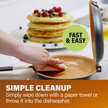 GOTHAM STEEL 8" Double Sided Pancake & Omlet Pan, Ceramic Nonstick, Copper
