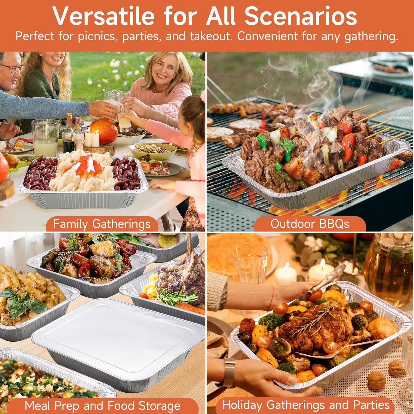 Aluminum Pans with Clear Lids 9x13-10 Pack Aluminum Foil Pans, Heavy Duty Disposable Pans for Cooking, Baking, Meal Prep, Parties & Food Storage