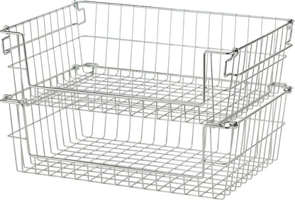 TRINITY 2-Pack Stackable Metal Wire Storage Baskets With Handles, EcoStorage Chrome, 11 Inches