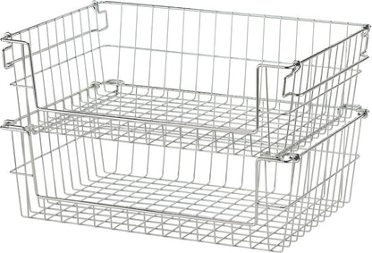 TRINITY 2-Pack Stackable Metal Wire Storage Baskets With Handles, EcoStorage Chrome, 11 Inches