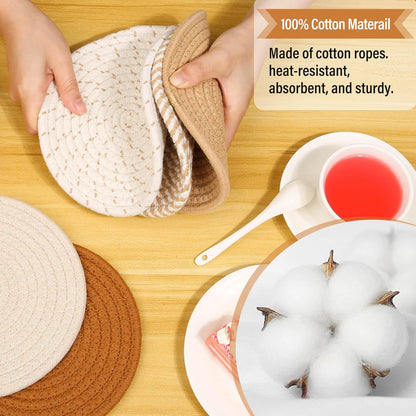 Tidponra Trivet Mats Set for Hot Dishes, 5 Heat Resistant Pot Holders Kitchen Counter, Table, Home Essentials, Anti Stain Hot Pads Plate Mats for Hot pots and Pans, 7 Inches