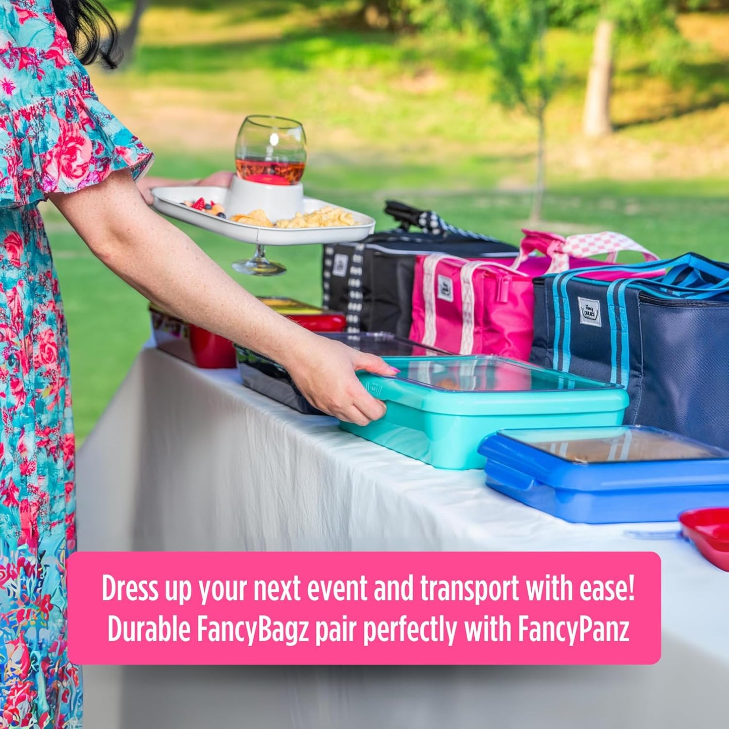 Fancy Panz Insulated Casserole Carrier Bag - Pink Thermal Food Transport Bag for Hot & Cold Dishes - Holds 2 Portable Insulated Bag for Potlucks, Parties, Tailgates & Entertaining
