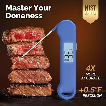 0.5 Sec Instant Read Meat Thermometer Digital for Outdoor Fryer, Black