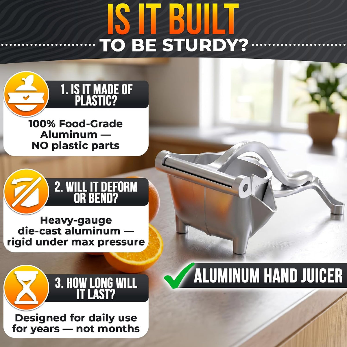 Fold-Flat Heavy Duty Handheld Lemon Squeezer Stainless Steel