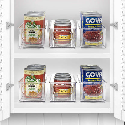 Sorbus Stackable Refrigerator Organizer Bins - Set of 4 Clear Storage Bins for Kitchen Pantry, Freezer & Fridge Organization - Food Organizing Plastic Containers with Handles for Countertops & Drawers