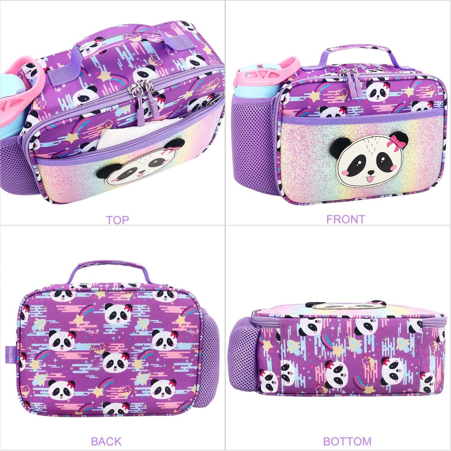 RHCPFOVR Kids Lunch Bag - Insulated Lunch Box for Boys Girls,Washable Lunch Bag and Reusable Toddler Leak-proof Lunchbox for School and Daycare - Colors A