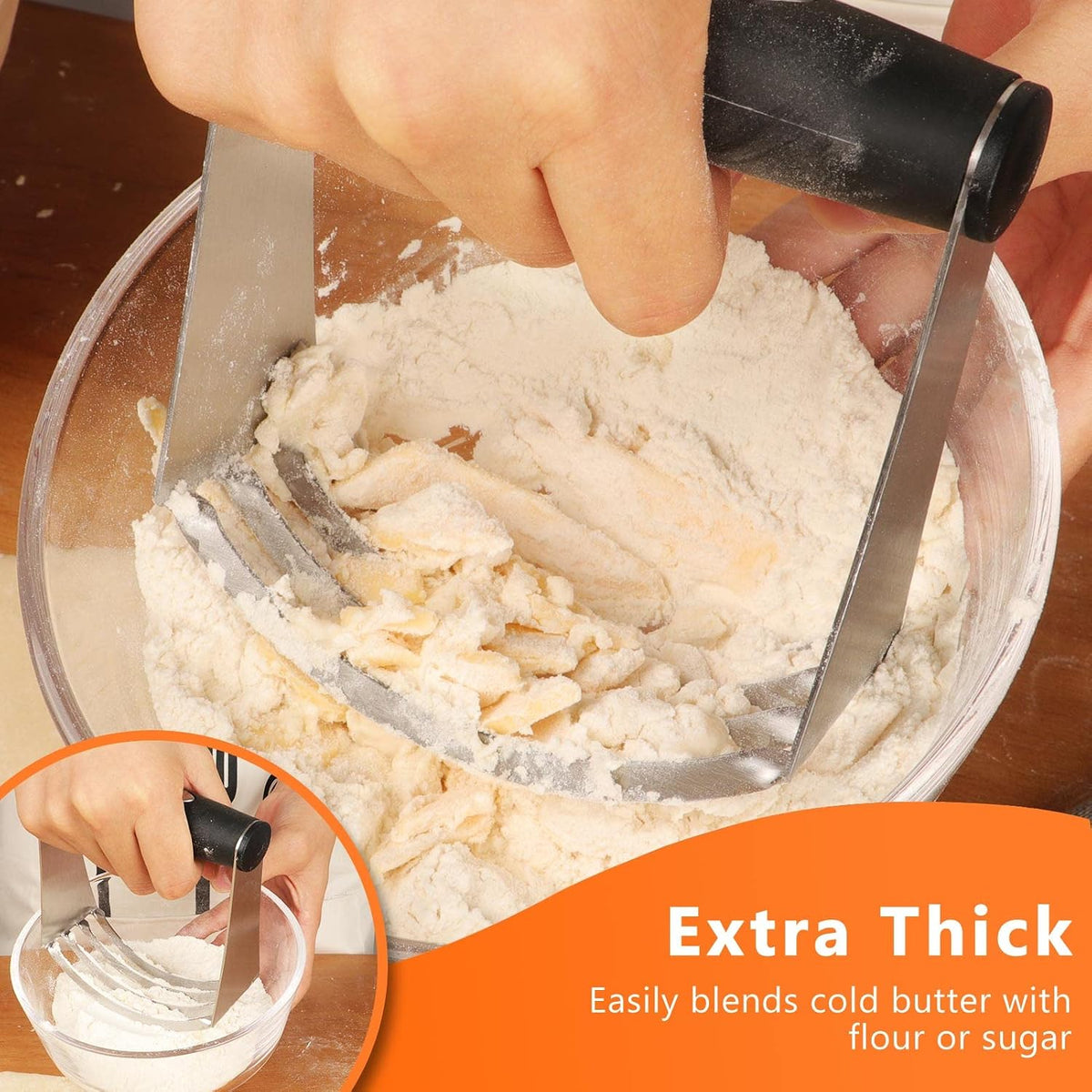 HULISEN 5-Pc Biscuit Cutters, Flour Sifter, Pastry Scraper, Dough Blender