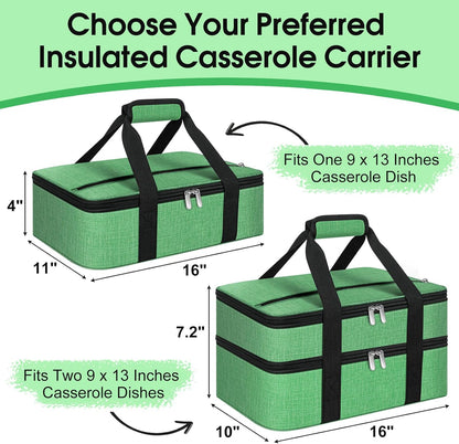 Insulated Casserole Carrier, Portable Casserole Carrier for Hot or Cold Food Lunch Tote Warmer or Cooler Bag, Lasagna Lunch Bag for Potluck Parties- Fits 9" x 13" Baking Dish-Charcoal Grey