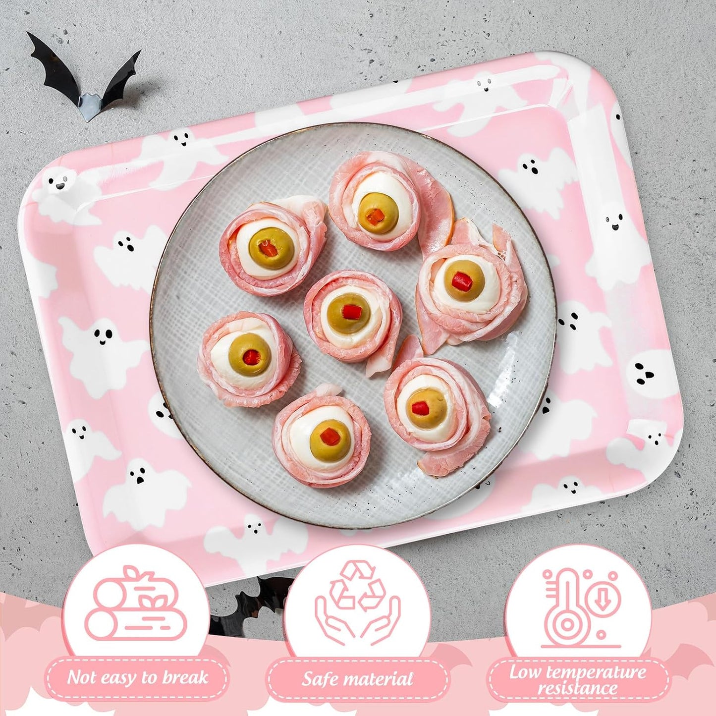 JarThenaAMCS 3Pcs Graduation Serving Trays 13 x 10 Inch Bachelor' s Hat Diploma Glitter Reusable Melamine Platter Congrats 2026 Grad Serving Dishes for Graduate Party Sharing Snacks Fruit Dessert