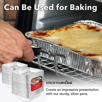 Stock Your Home 9x13 Aluminum Trays with Lids (10 Pack) – Disposable Half Size Deep Pans for Cooking, Storage, BBQ, Grilling, Catering