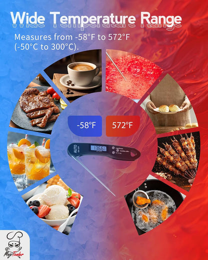 Foldable Instant Read Digital Meat Thermometer for Cooking, ±1°F Accuracy