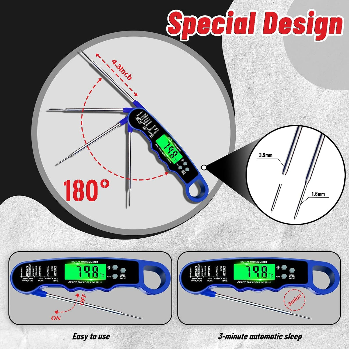Meat Thermometer Digital, Instant Read Digital Meat Thermometer