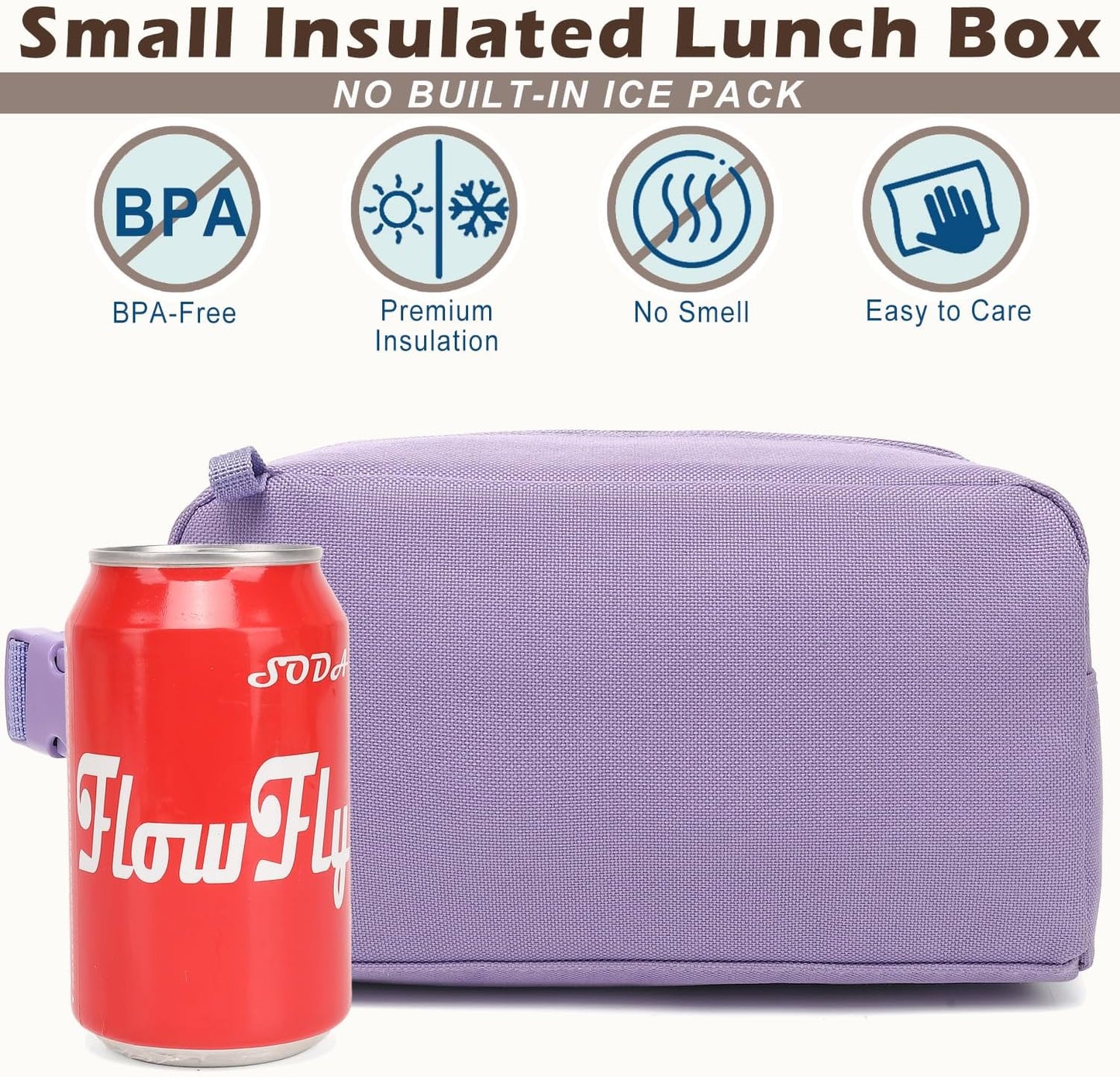 FlowFly Small Insulated Lunch box Portable Soft Bag Mini Cooler Thermal Meal Tote Kit with Handle for Work & School, Black