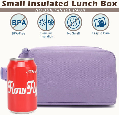 FlowFly Small Insulated Lunch box Portable Soft Bag Mini Cooler Thermal Meal Tote Kit with Handle for Work & School, Black