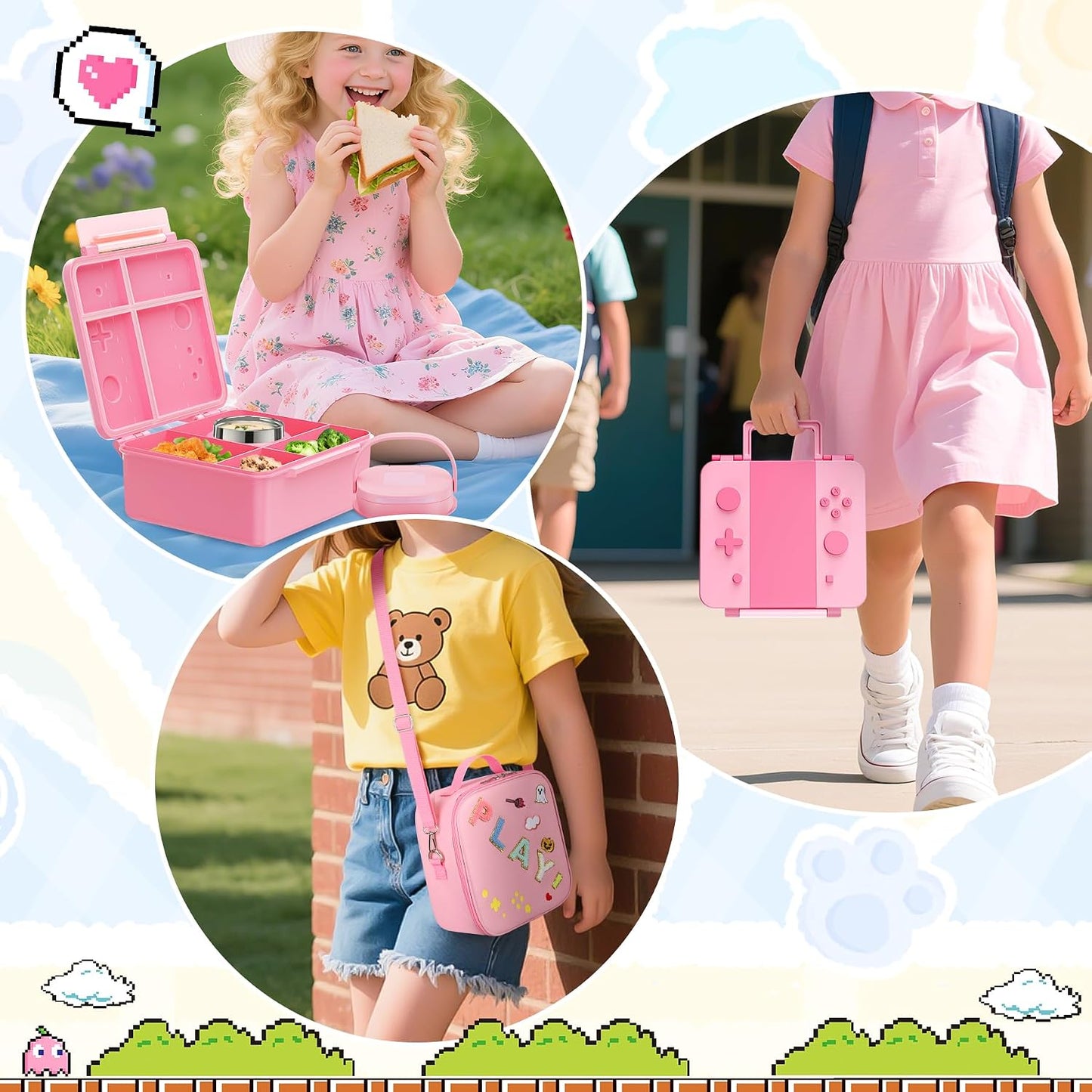 Lunch Box Kids, Leak Proof 5 Compartment Bento Box for Kids, 13oz Thermo for Hot Food Kids Lunch Box,Hot Lunch Box for School Travel
