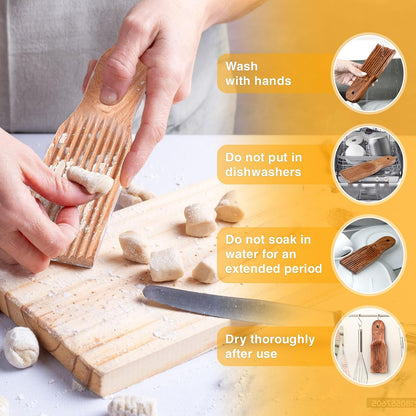 Gnocchi Board, Hardwood Pasta Tool for Shaping Homemade Gnocchi.