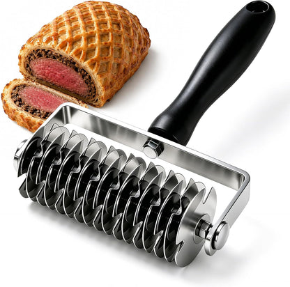 Pastry Lattice Roller Cutter, Stainless Steel Dough Lattice Cutter for Pie Crust, Puff Pastry, Pizza Dough, Bread, Tarts and Beef Wellington Baking