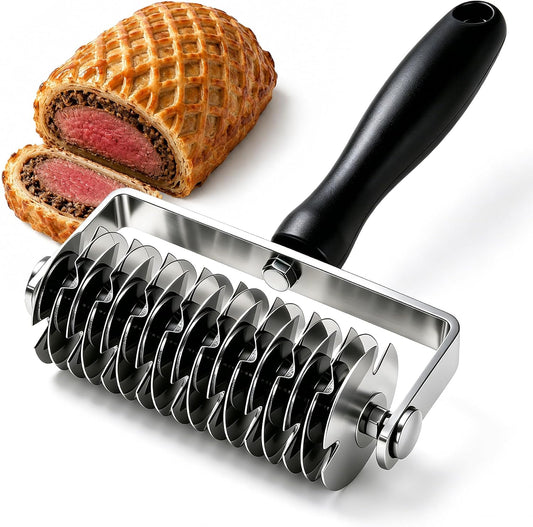 Pastry Lattice Roller Cutter, Stainless Steel Dough Lattice Cutter for Pie Crust, Puff Pastry, Pizza Dough, Bread, Tarts and Beef Wellington Baking