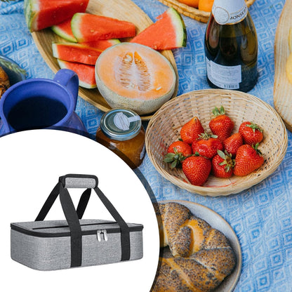 esouler Insulated Casserole Carrier - Casserole Carriers for Hot or Cold Food - Lasagna Lugger Dish Carrier, Thermal Lunch Bag for Potluck Parties, Picnic, Travel, Fits 9" x 13" Baking Dish, Grey