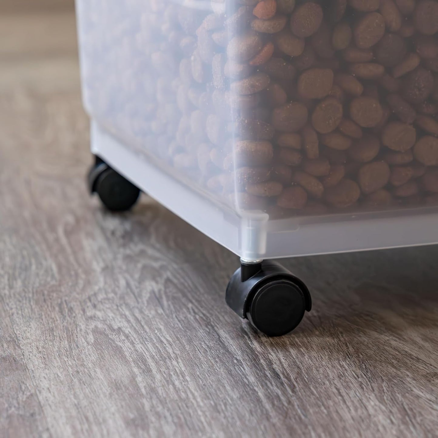 IRIS USA Dog Food Storage Container, 2 Pack, Up to 30 lbs Each, Airtight Seal for Freshness, Wheels for Rolling, Easy One Hand Opening, Made in USA, BPA Free, Clear/Black