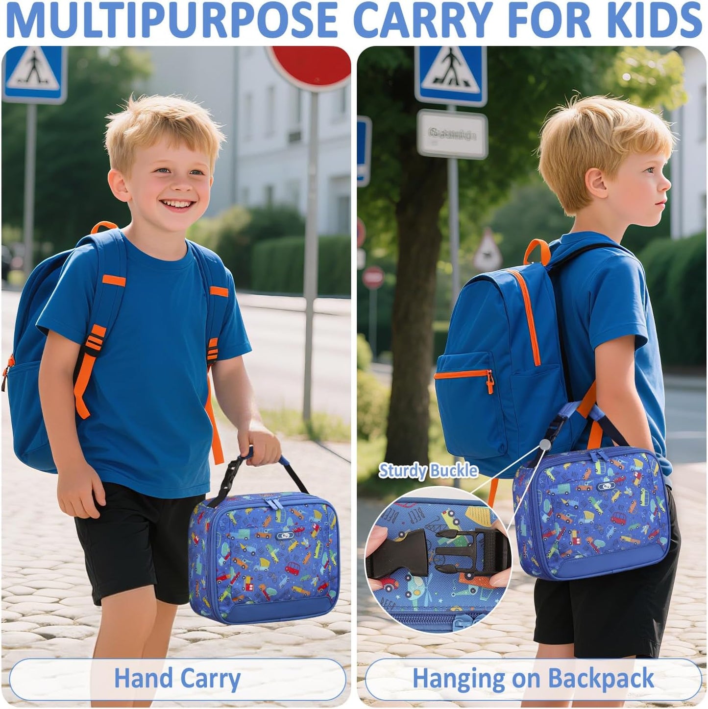 Lunch Box Kids Insulated Lunch Bag for Boys Girls Cute Reusable Lunch Tote Bag Waterproof Portable Thermal Lunch Box Kids for School Picnic Travel Black