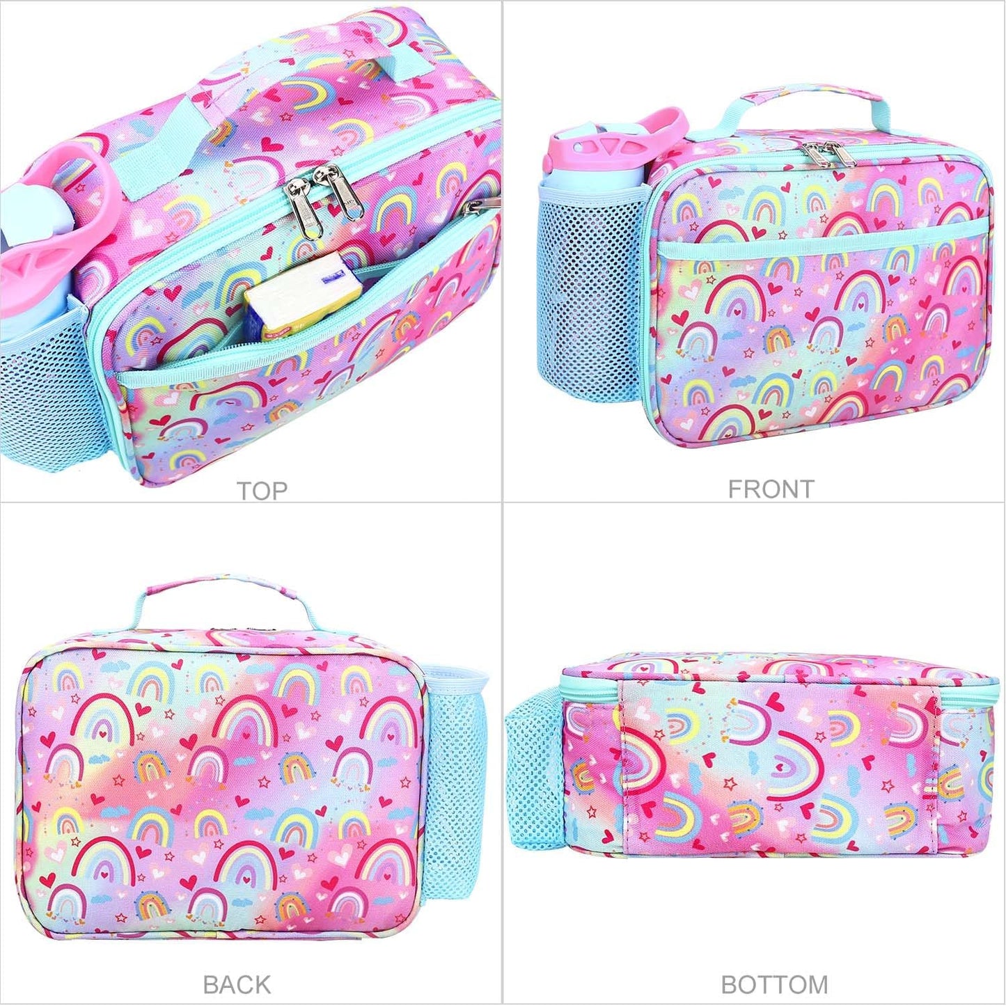 RHCPFOVR Kids Lunch Bag - Insulated Lunch Box for Boys Girls,Washable Lunch Bag and Reusable Toddler Leak-proof Lunchbox for School and Daycare - Colors B