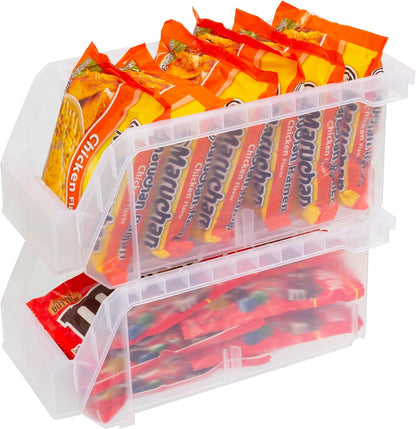 ReadySpace Medium Plastic Storage Bins, Stackable Organizer Containers for Closet Pantry Shelf Garage and Office Organization, Clear, 8 Pack