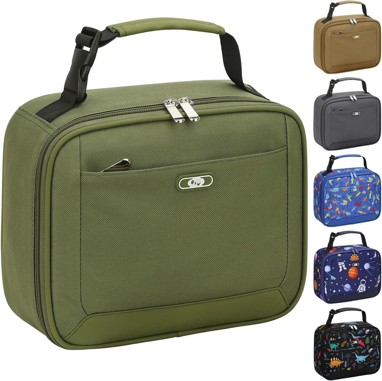 Lunch Box Kids Insulated Lunch Bag for Boys Girls Cute Reusable Lunch Tote Bag Waterproof Portable Thermal Lunch Box Kids for School Picnic Travel Black
