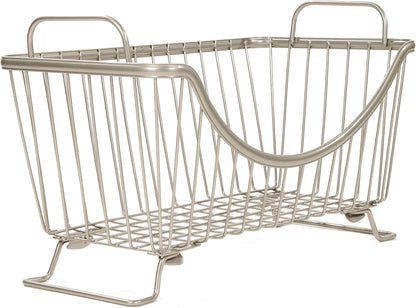 Spectrum Ashley Large Stackable Wire Baskets for Pantry & Kitchen Counter Organizer, Stacking Fruit Basket Wire Bin with Raised Feet & Handles for Vegetable Fruit Potato Onion Storage, Satin Nickel