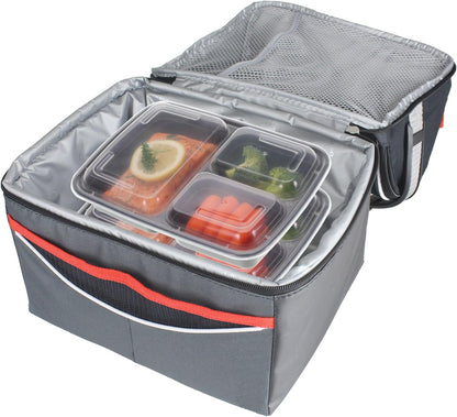 Freshware Meal Prep Containers [50 Pack] 3 Compartment Food Storage Containers with Lids, Bento Box, BPA Free, Stackable, Microwave/Dishwasher/Freezer Safe (24 oz)