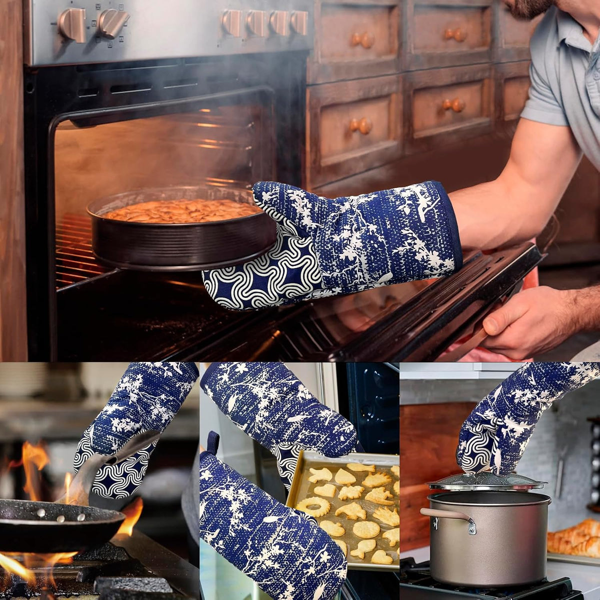 Mini Silicone Oven Mitts, Heat Resistant Kitchen Mittens 2-Pack Set