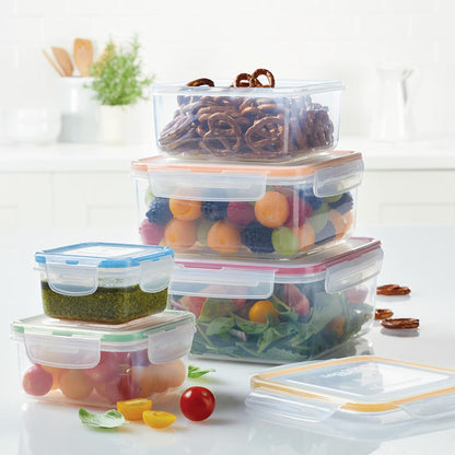 Lock & Lock HPL817S12 Easy Essentials Storage Set/Food Containers Airtight Bins/BPA-Free/Dishwasher Safe, 24 Piece - Clear
