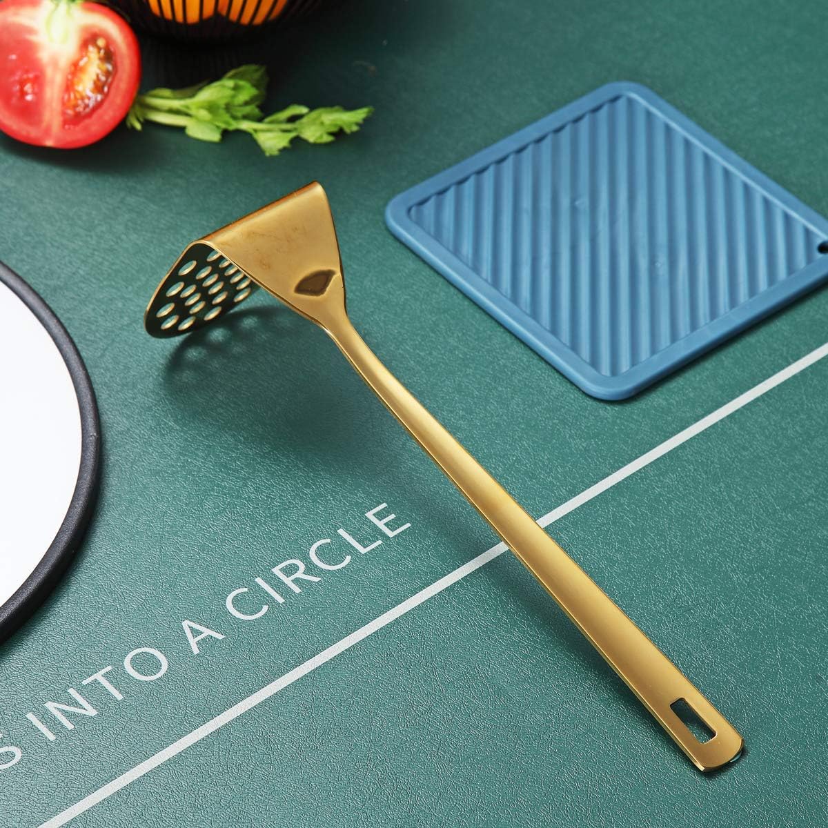 Gold Ladle, Berglander Stainless Steel Kitchen Ladle With Titainium Gold Plating, Soup Ladle, Cooking Ladle, Metal Soup Spoon For Cooking, Dishwasher Safe, Easy to Clean