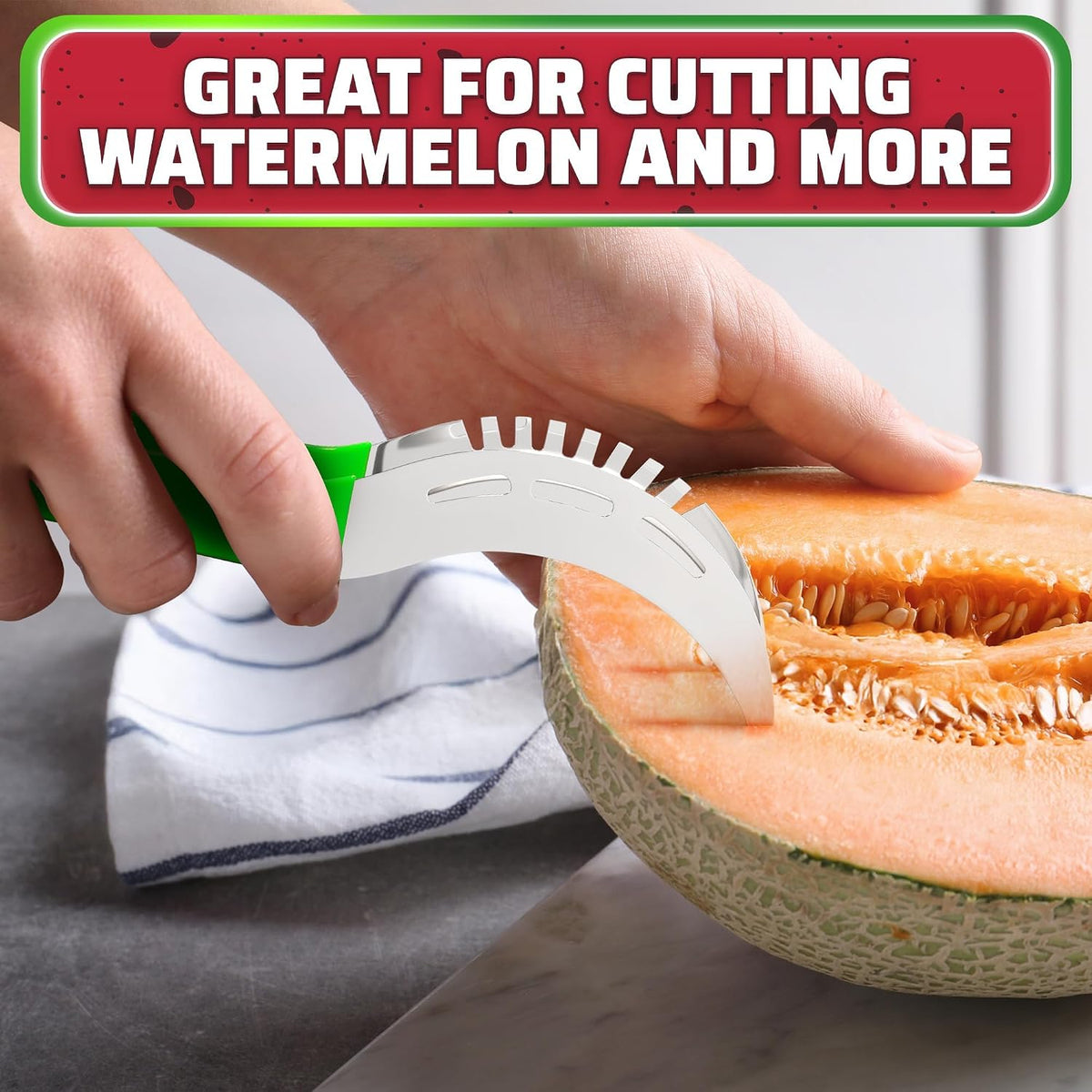 Watermelon Slicer Cutter Tool, Stainless Steel, Easy Grip, Durable