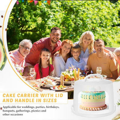 Baderke 10 Inch Round Cake Carrier with Lid and Handle - Two Sided Cake Holder & Box for Transport, Pie, Cupcake(White)