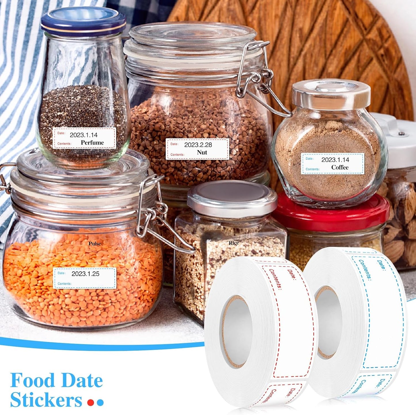 1000Pcs Removable Freezer Labels,1 x 3 Inch Food Labels for Food Containers Food Date Stickers Refrigerator Food Storage Labels Easy Clean No Residue