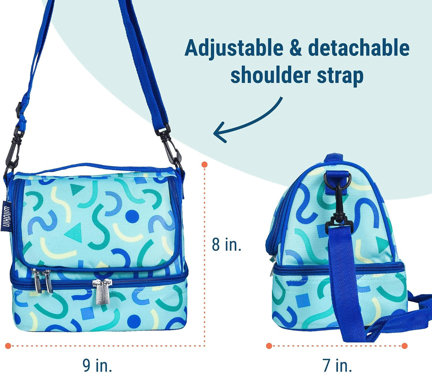 Wildkin Kids Two Compartment Insulated Lunch Bag – Keeps Food Hot or Cold, Easy-Clean Lining, Leak-Resistant & BPA-Free – Boys & Girls, Ideal for School, Travel & Daycare – Jurassic Dinosaurs