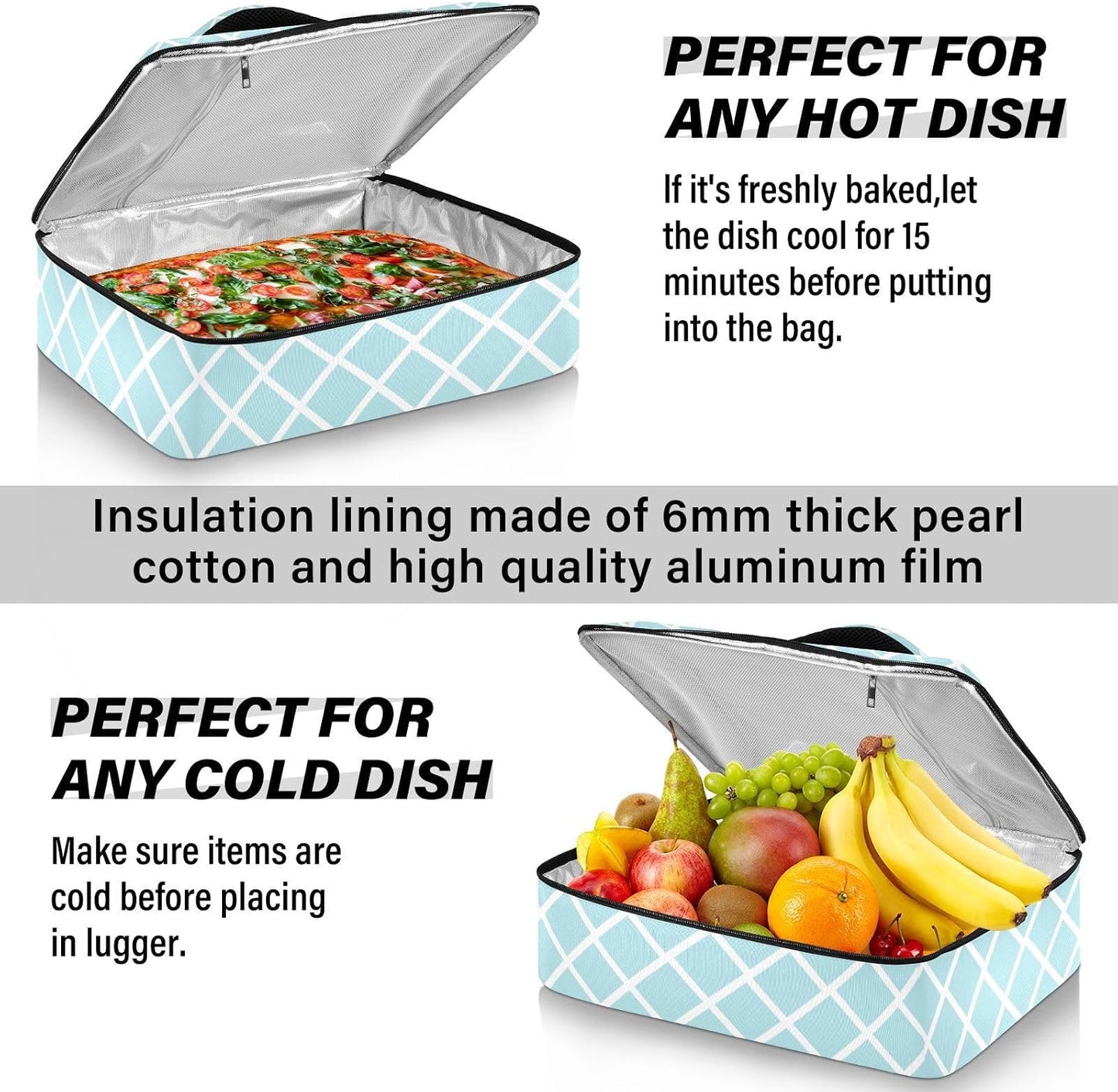 Casserole Carriers for Hot or Cold Food Reusable Casserole Dish Carrier Insulated Thermal Large Capacity Durable Perfect for Party Camping Family Gatherings Yellow Fish - Colors A
