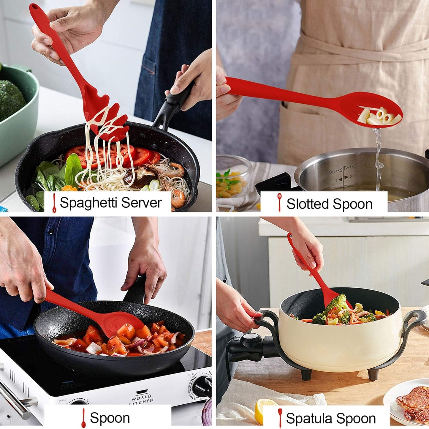 LIANYU 12-Piece Silicone Kitchen Cooking Utensils Set with Holder, Kitchen Tools Include Slotted Spatula Spoon Turner Ladle Tong Whisk, Dishwasher Safe, Dark Blue