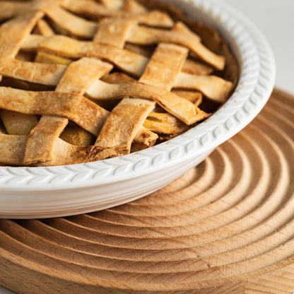 Deep Dish Pie Pan with Lid, 11 inch Ceramic Pie Dish, Round Baking Dish for Apple, Quiche, Pot Pies, Tart, etc, Microwave, Dishwasher, and Oven Safe