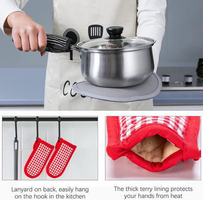 Cast Iron Skillet Handle Covers,Pot Handle Covers Heat Resistant,Pot Holders for Kitchen Heat Resistant,Machine Washable Handle Mitts 2 PCS(Striped)