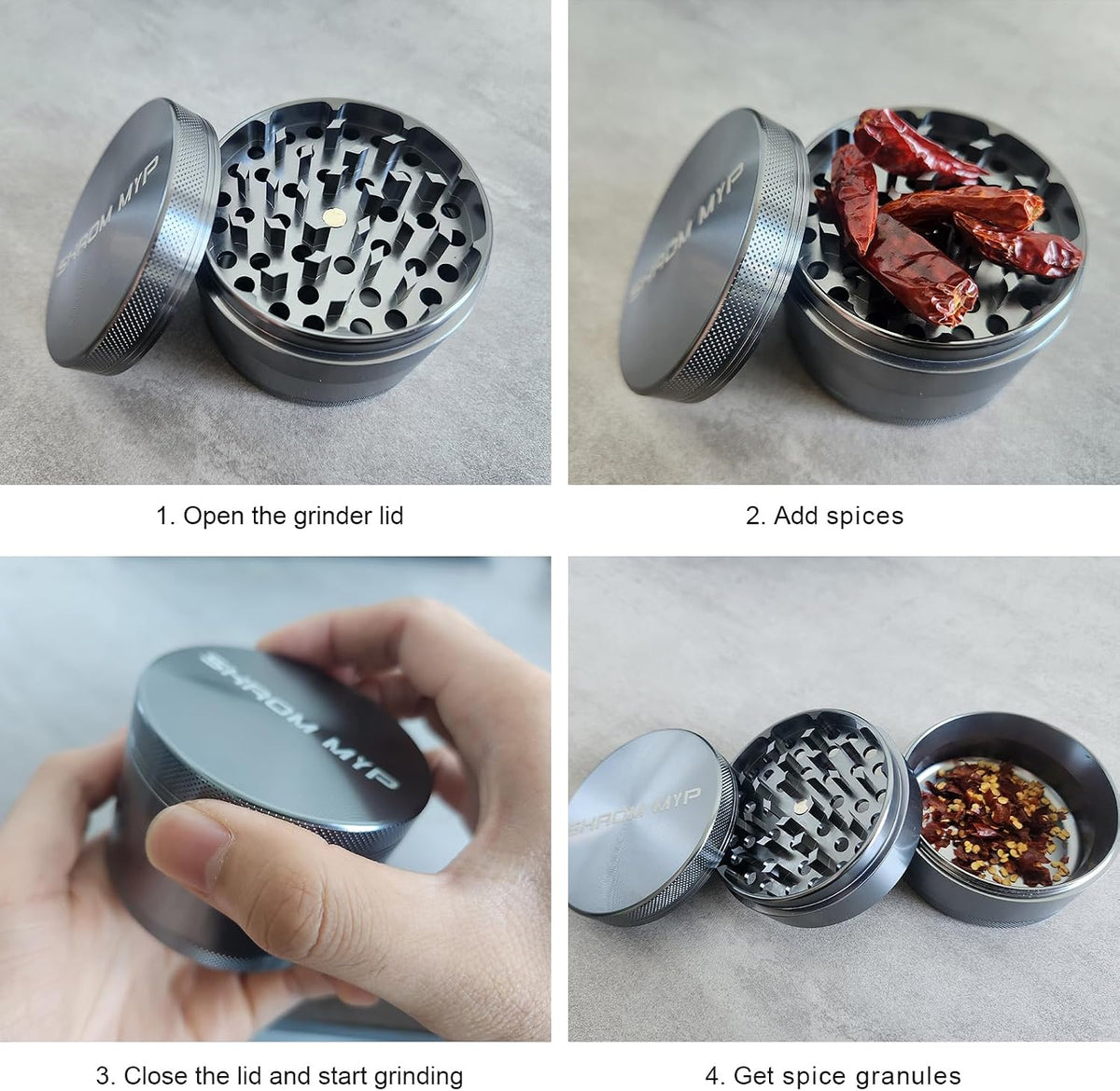 Spice Grinder, Aluminum Large 3" Kitchen Grinder (Grey)