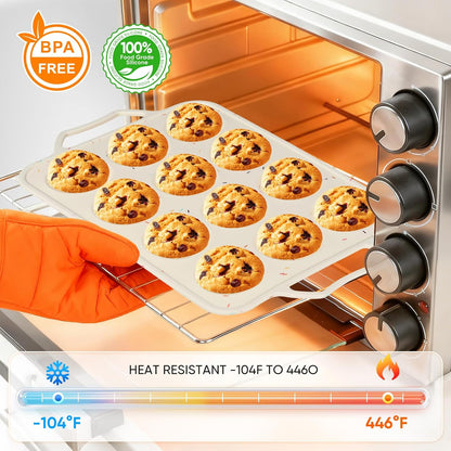 2 Pack Silicone Muffin Pans 12 Cups Regular Size, Nonstick Cupcake Baking Pan with Metal Reinforced Frame, BPA Free Silicone Muffin Trays, Oven & Dishwasher Safe for Homemade Muffins Egg Bites