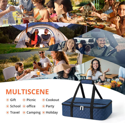 Insulated Casserole Carrier Portable Food Tote for Hot or Cold – Fits 9"x13" Baking Dish, Lasagna Holder for Parties, Picnic, Travel, Beach - Black
