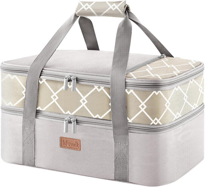 Lifewit Insulated Single Decker Casserole Carrier, Lasagna Lugger Holder for Hot or Cold Food, Fits 9" x 13" Baking Dish, Thermal Lunch Tote Bag for Potluck Parties, Picnic and Cookouts, Grey